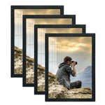 cadre photo noir contemporain bois synthétique 21x29.7cm verre mur fixe