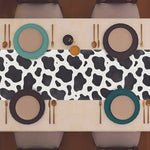 nappe table imprimée vache motifs carreaux couleurs variées rustique moderne maison polyester