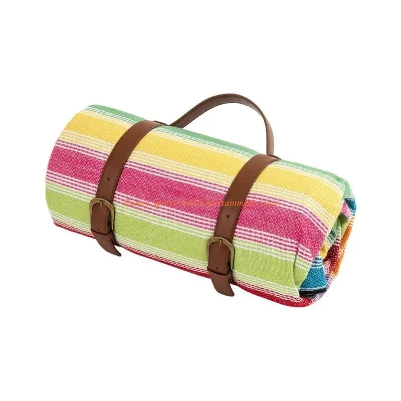 tapis camping pique nique vichy vert clair carreaux mousse douce porte sandwich ceinture cuirextérieur