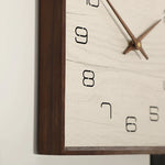 horloge murale moderne double face bois texture minimaliste date heure salon