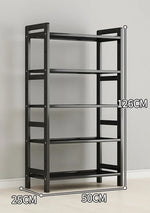 étagère rangement noire multifonctionnelle moderne acier inoxydable bambou réutilisable livres plantes