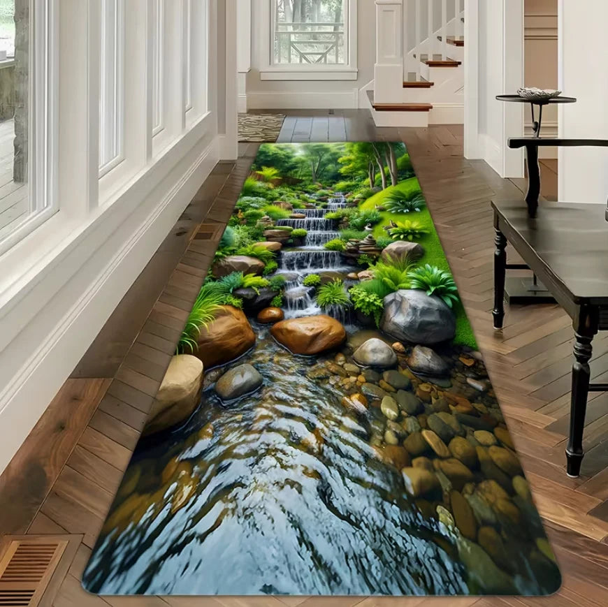tapis moderne cascade fleurs naturelle salon décoration intérieure polypropylène polyester
