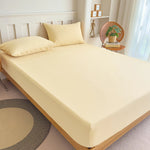 drap housse lit polyester uni satiné moderne élégant bleu marine beige gris 150x200cm