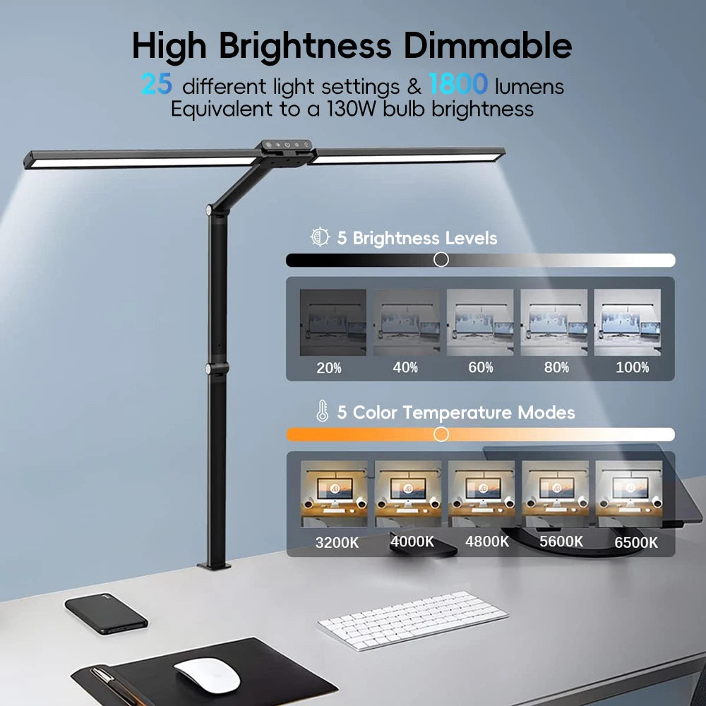 lampe led moderne noire 1800lm têtes réglables minuterie sensorielle