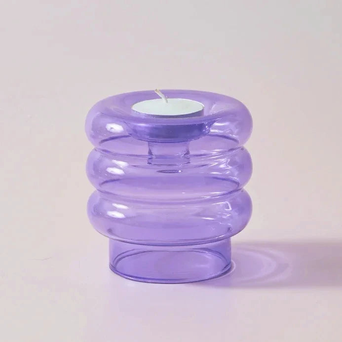Support bougie moderne transparent orange jaune rose bleu chandelle bâton tealight décoration maison festive