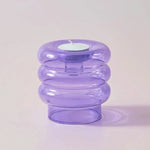 Support bougie moderne transparent orange jaune rose bleu chandelle bâton tealight décoration maison festive