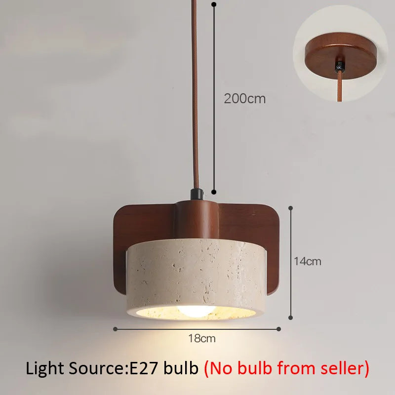 Suspension lumineuse pierre jaune travertin bois marron moderne minimaliste 2000 82000 lumens