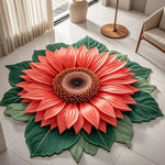 tapis fleurs tournesols roses lys vert jaune marron blanc rose texturé 3d antidérapant polyester