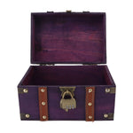 coffre bijoux bois violet vintage serrure réutilisable 22x15x13cm