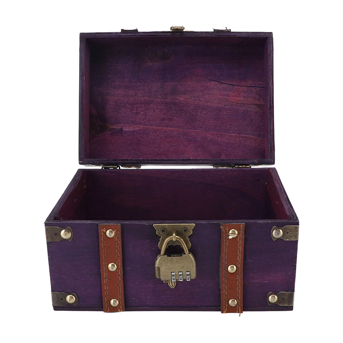 coffre bijoux bois violet vintage serrure réutilisable 22x15x13cm