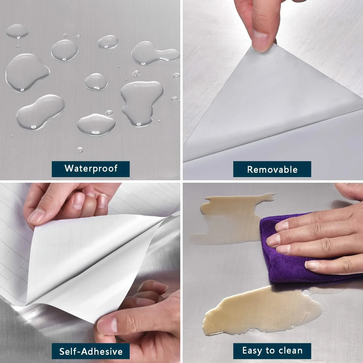 papier peint auto adhésif moderne rayures argenté mur réfrigérateur cuisine décoration