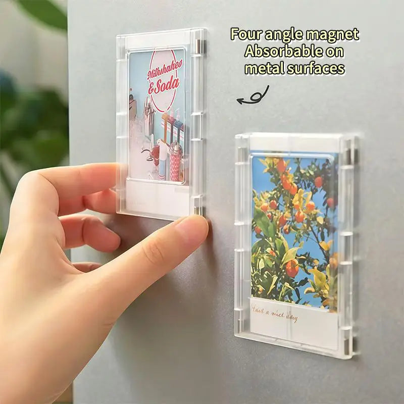cadre photo magnétique transparent minimaliste moderne cartes photo incluses fixations aimants