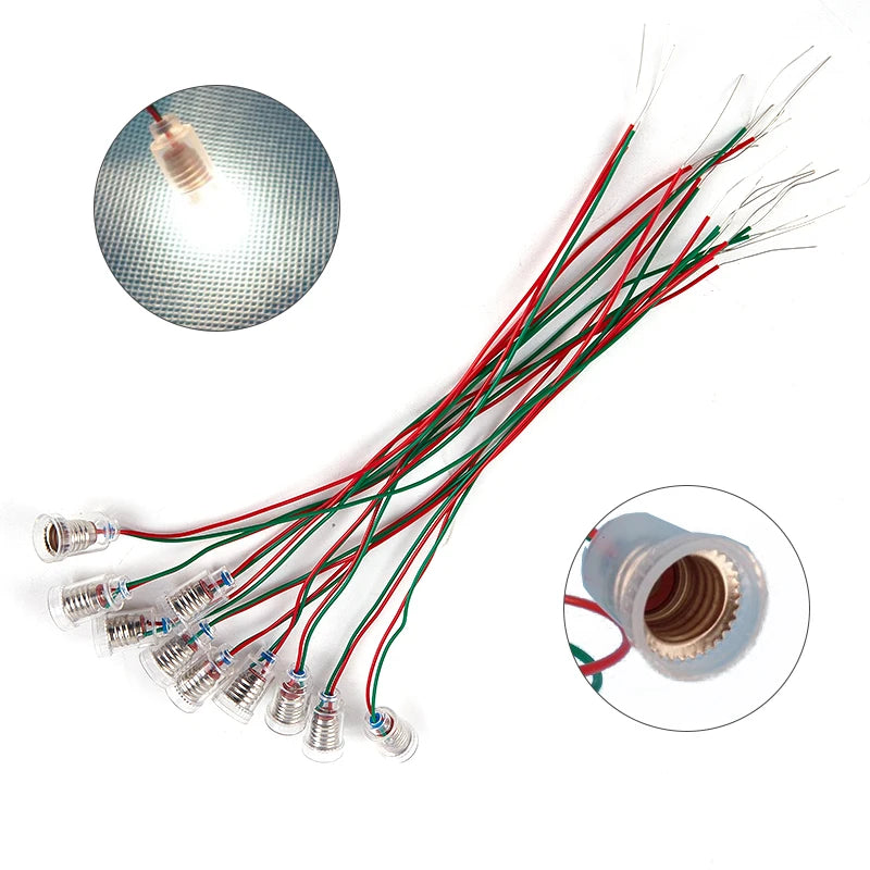 miniatures lampes led fil électrique blanc rouge vert doré filetées industrielles technique éducatives