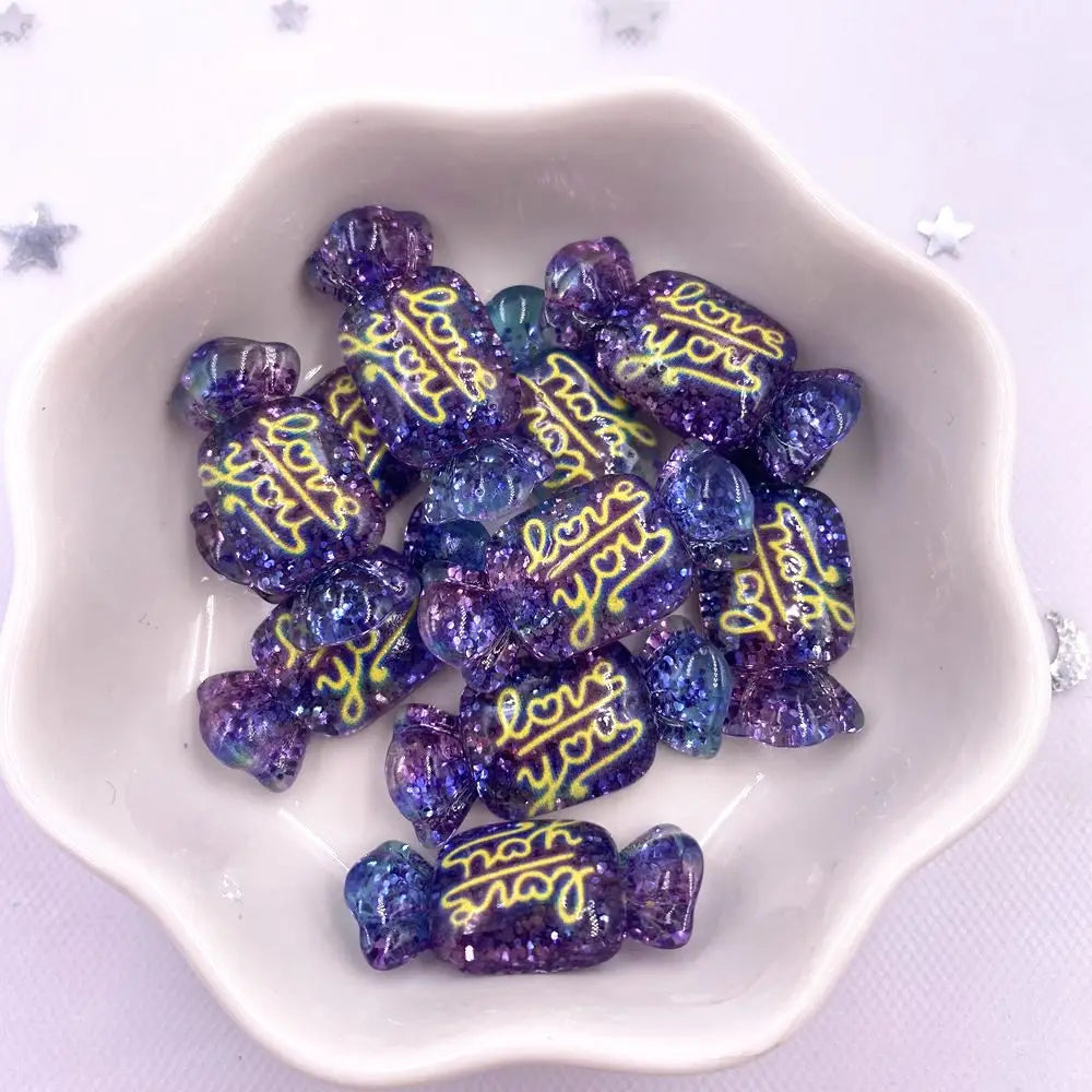 cabochons résine colorée 3d bonbons violet rose bleu jaune gradient brillants scrapbook artisanat