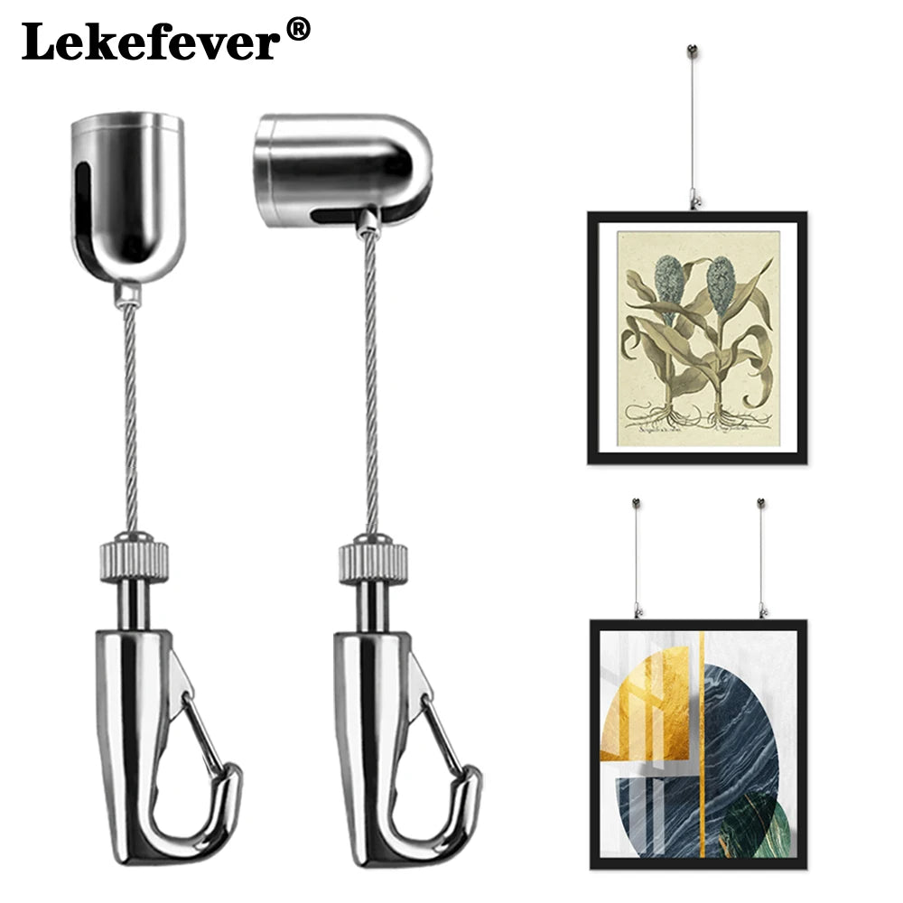 crochet mural réglable suspension tableau câble métallique safe load 20kg moderne fixations lisses opaque