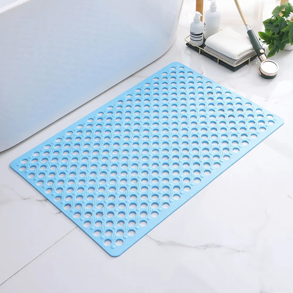 tapis bain antidérapant moderne perforations trou drainage adhésif rose jaune gris bleu beige
