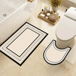 tapis bain anti dérapant absorbant moderne motif géométrique beige clair