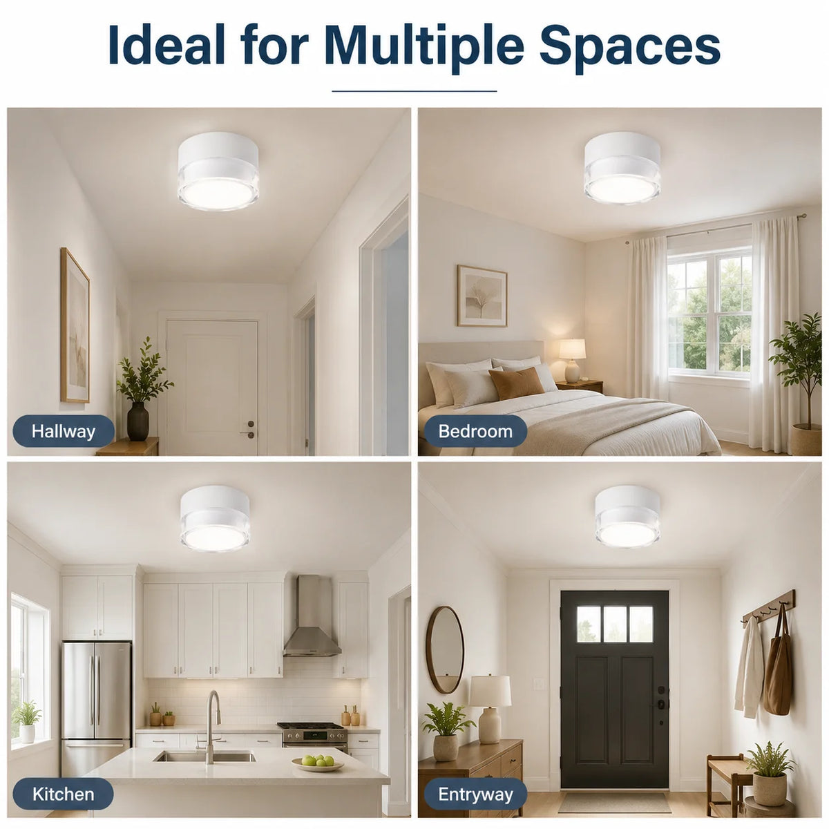 lampe led blanc moderne surface mount acrylique transparente 3000k 4000k rond minimaliste