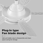 ventilateur moderne blanc lumière led télécommande fixations silencieux variateur intensité