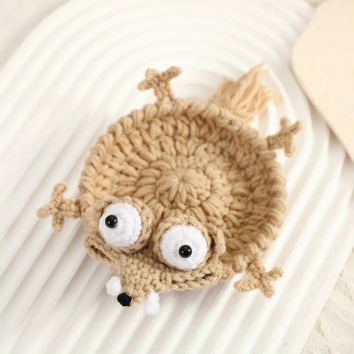 sous verre crochet forme animal main décoration tasse cadeau artisanal coloré