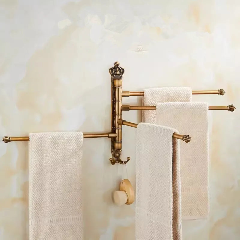 porte serviettes pivotant vintage blanc doré serviettes tissées fixation murale classique trois barres