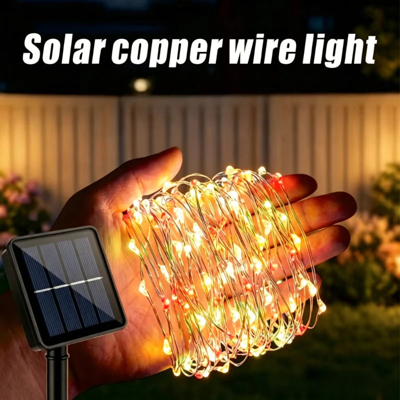 guirlande lumineuse solaire 100 led 12m multicolore moderne extérieure panneau solaire festiveextérieur