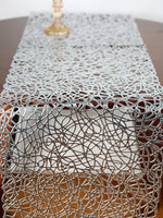 nappe decorative moderne or blanc argent motifs circulaires translucide mariage eventDecorationintérieur