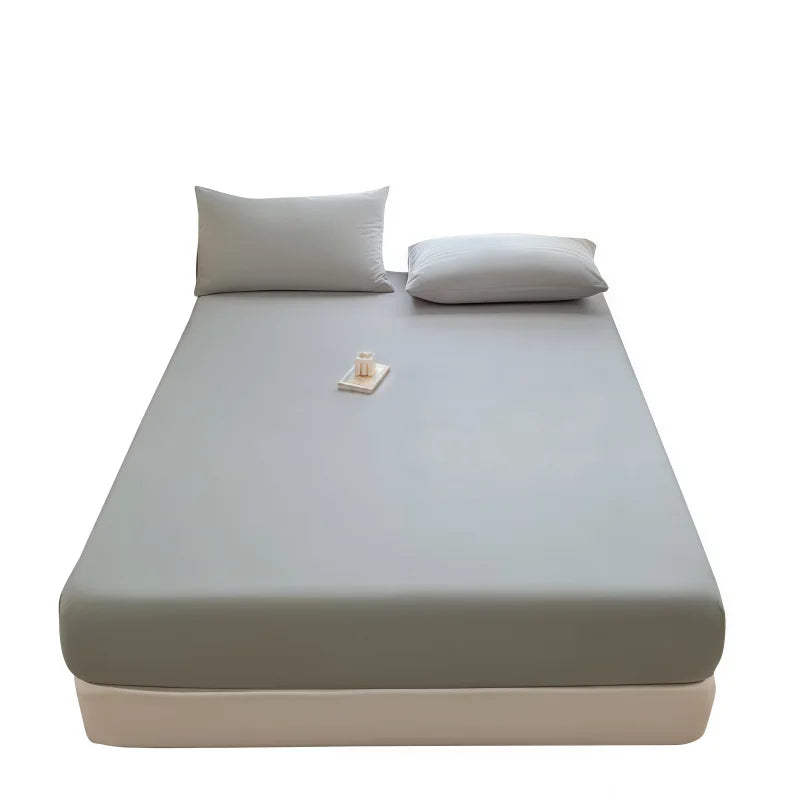 drap housse taies oreiller tissu lisse couleur blanche bleu rose moderne minimaliste élastique queen