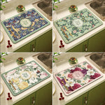 tapis cuisine absorbant motif floral fleurs rectangle décoratif évier plan travail