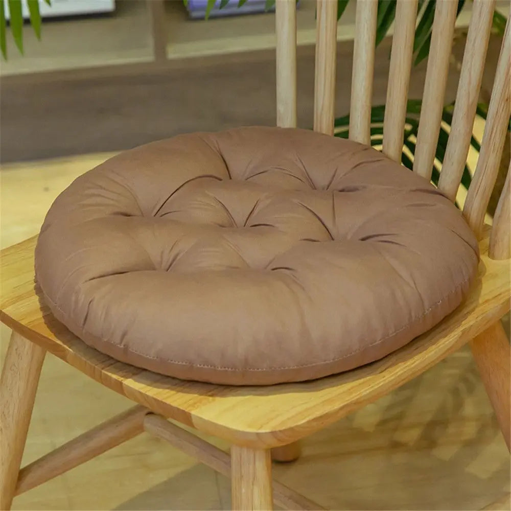 coussin rond doux uni moderne 40cm diamètre 6cm épais bleu clair rose pâle grisclair
