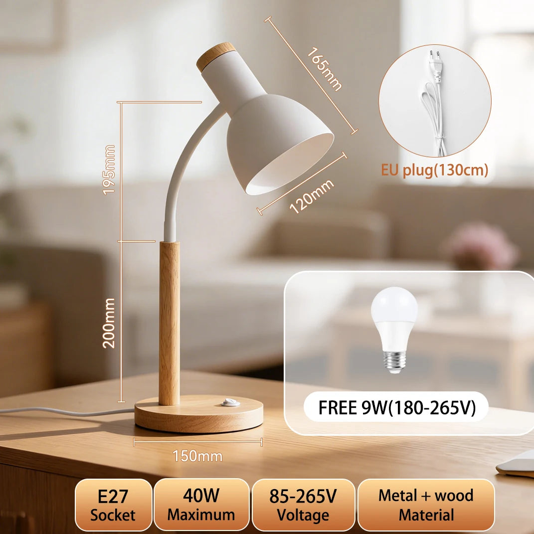 lampe moderne 9W blanc bois rose ampoule visible certification ROHS LED E27 contemporaine