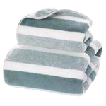 serviettes bain polaire rayures vert gris rose absorbantes épaisse toilette classique domestique