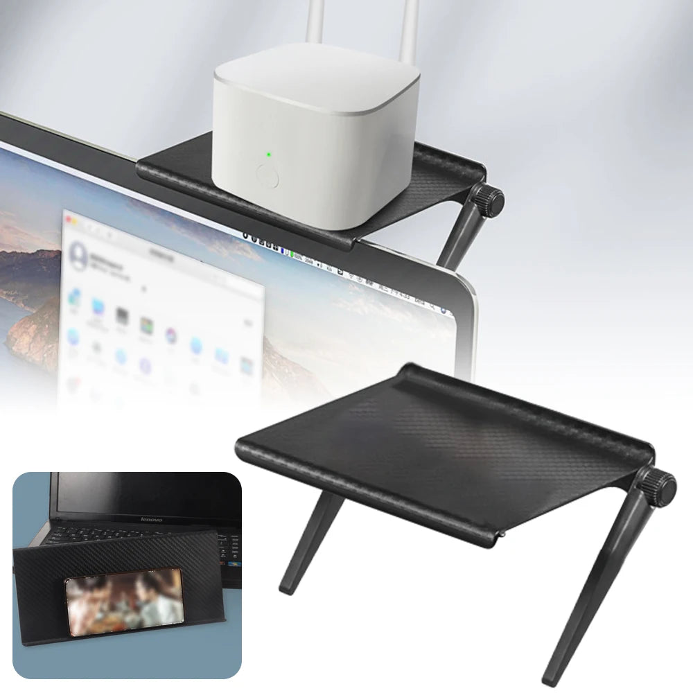 support mural rangement écran ordinateur portable tablette smartphone enceinte fleurs salon