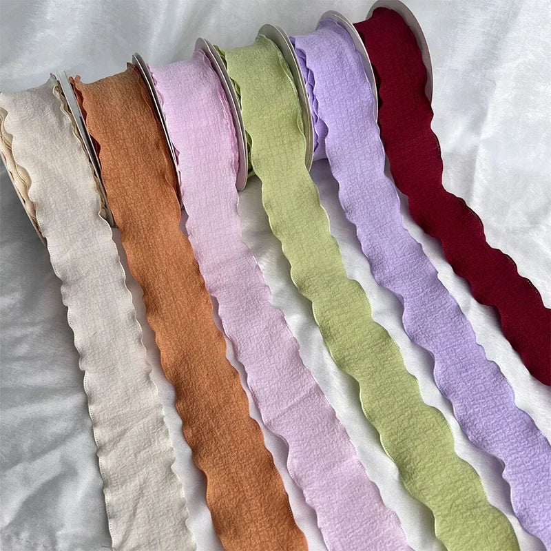 rubans polyester couleur unie moderne blanc rose vert violet rouge rayures ondulées emballage décoration