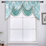 rideau fenêtre floral damassé semi transparent gris beige tissu polyester texturé glands classique 135x75cm