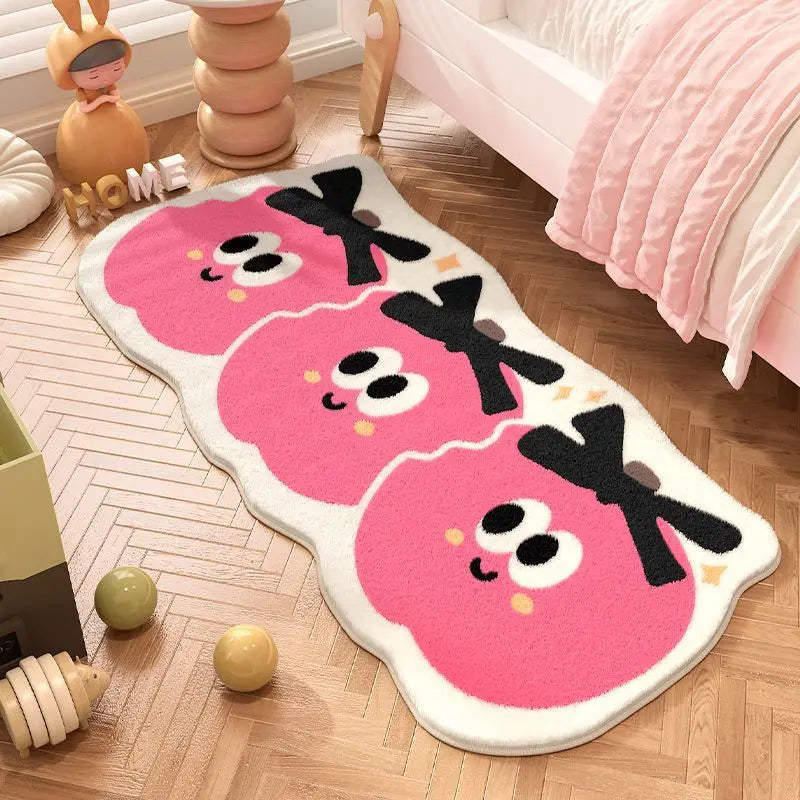 tapis polyester antidérapant imperméable motifs animaux floraux rouge rose vert noir blanc enfantin mignon