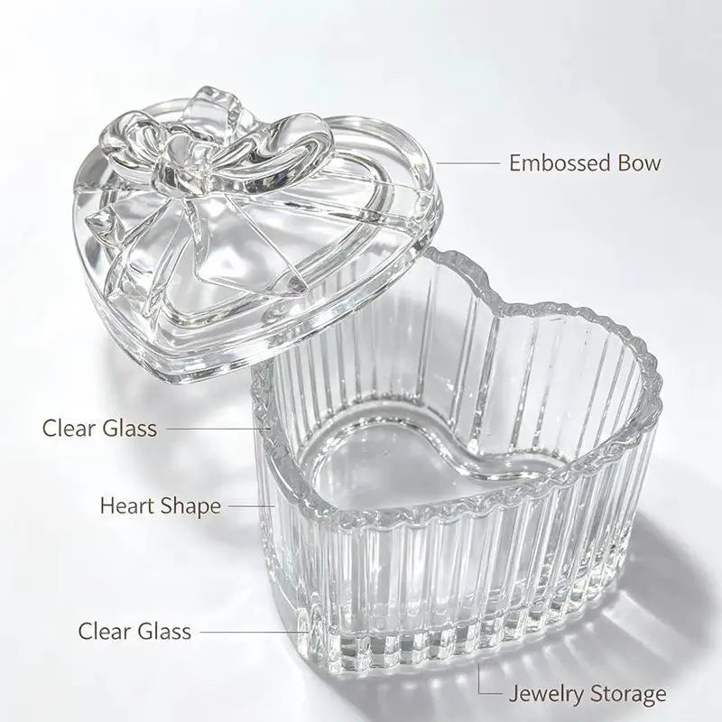 boîte bijoux transparente rayures noeud classique élégante coiffeuse rangement verres acrylique poids léger deco