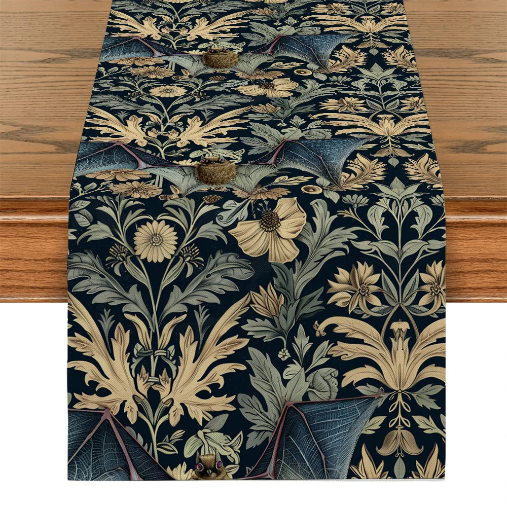 tableau couverture table noire marron floral polyester machine lavable classique mariage