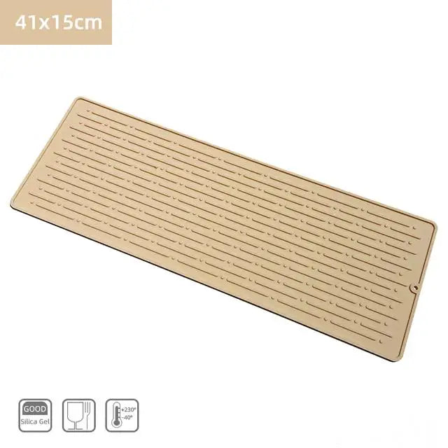 tapis cuisine silicone gris rayures horizontales moderne anti dérapant suctionversible