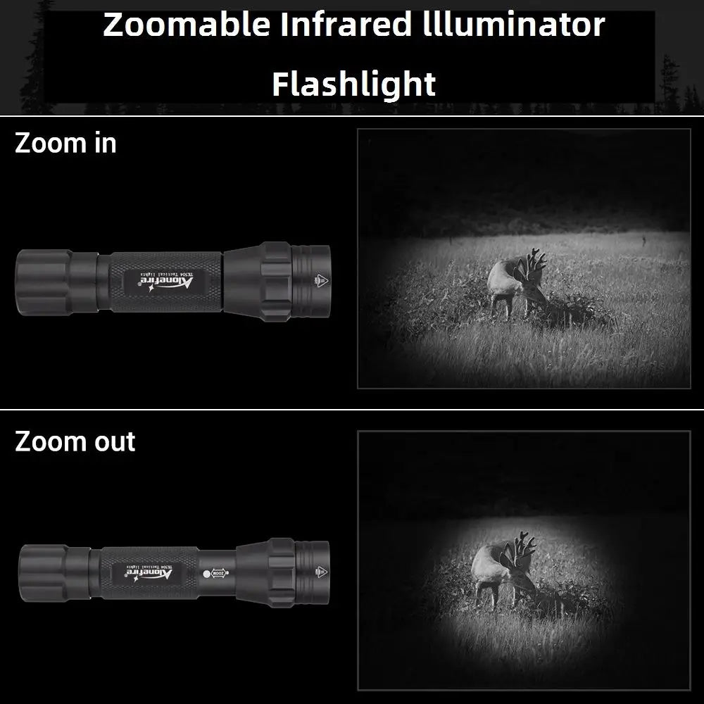 lampe poche infrarouge rechargeable zoom led 850nm 940nm vision nocturne tactique chasse