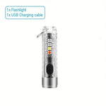 lampe poche rechargeable keychain 10 modes aimant uv rouge bleue transparent moderne camping