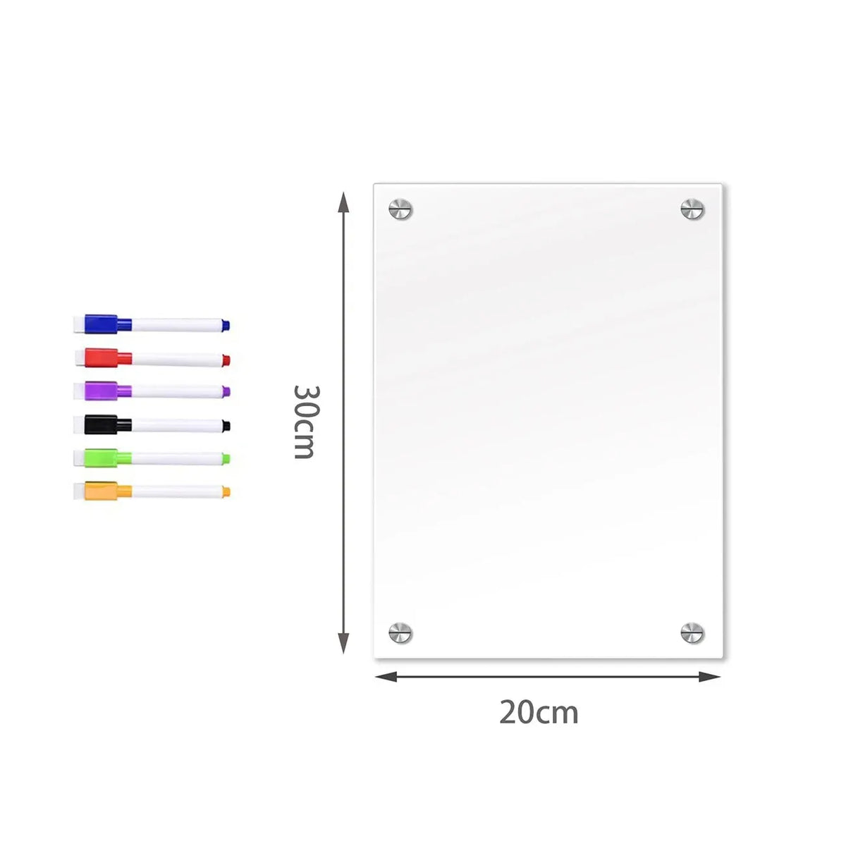 tableau blanc magnétique transparent moderne feutres couleurs différentes rouge bleu violet vert