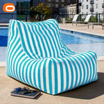 coussin d'assise jardin rayures beige blanc moderne piscine extérieur housse fauteuil plage grande