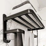 porte serviettes mural aluminium noir étagères salle bain moderne laqué insertion boulon