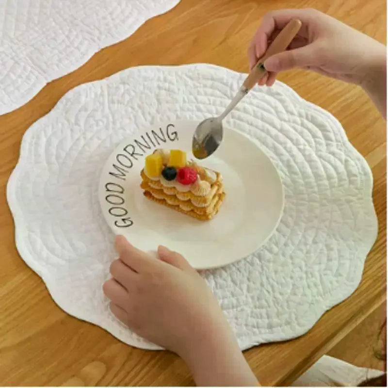 placemat quilté coton moderne blanc vert bleu rose gris marron