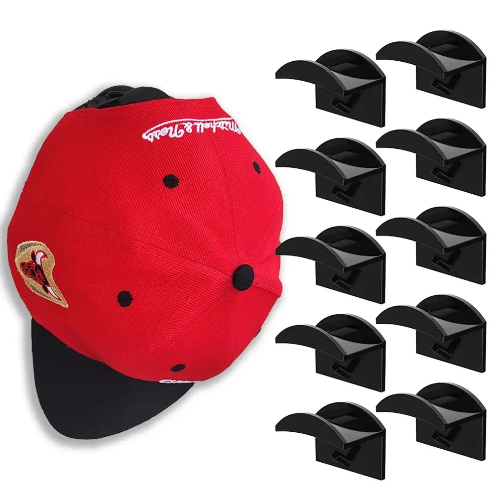 supports stockage murals adhésifs casquettes rouges noires brodées minimalistes 10 pièces