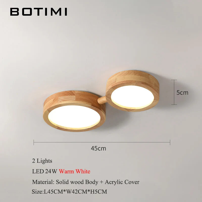 plafonnier bois massif moderne éclairage surface rond led naturel minimaliste
