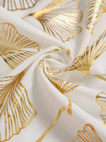 rideau semi transparent moderne feuilles dorées fond blanc salon chambre coucher