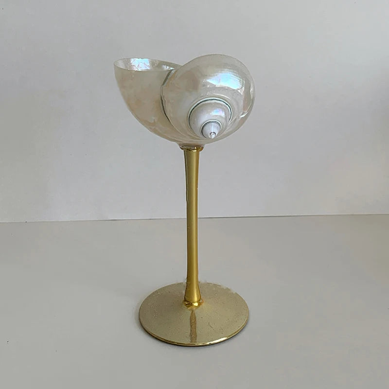 coquillage pied verre couleur dorée élégant moderne brillant accueil décoration ornement cadeau