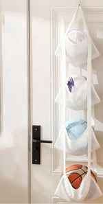 sac rangement sport balle basketball baseball violet noir blanc maille moderne crochets garage maison